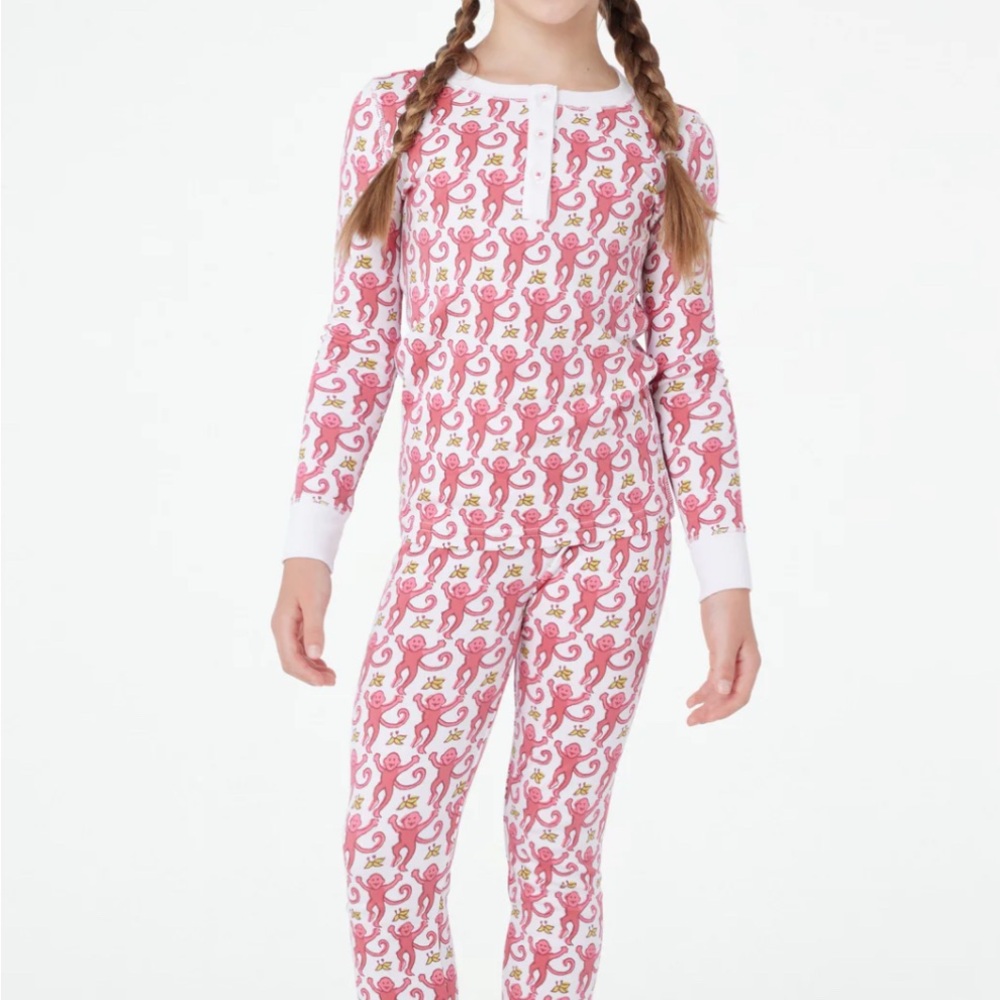 Kids Pink Monkey Pajamas